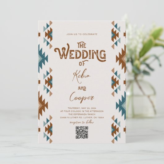 Einladung zur Hochzeit im Südwesten mit QR-Code (Stehend Vorderseite)