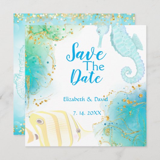 Einladung zur Hochzeit im tropischen Ozean (Vorne/Hinten)