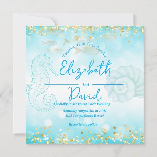 Einladung zur Hochzeit im tropischen Ozean (Rückseite)