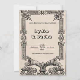 Einladung zur Hochzeit in altbeige Papier