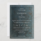 Einladung zur Hochzeit in aquamarinem Blau, Gold u (Vorderseite)