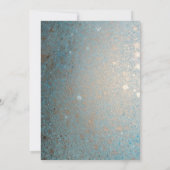 Einladung zur Hochzeit in aquamarinem Blau, Gold u (Rückseite)