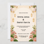 Einladung zur Hochzeit in Beige und Rosa (Vorderseite)