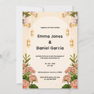 Einladung zur Hochzeit in Beige und Rosa