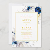 Einladung zur Hochzeit in Blau und Gelb (Vorderseite)