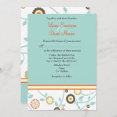 Einladung zur Hochzeit in Blau und Orange (Vorne/Hinten)