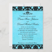 Einladung zur Hochzeit in Blau und Schwarz (Rückseite)