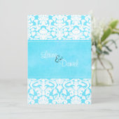 Einladung zur Hochzeit in Blau und Weiß (Stehend Vorderseite)