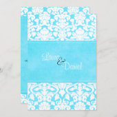 Einladung zur Hochzeit in Blau und Weiß (Vorne/Hinten)