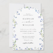 Einladung zur Hochzeit in Blauer Flora (Vorderseite)
