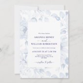 Einladung zur Hochzeit in Blauer Flora (Vorderseite)