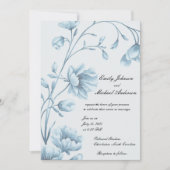 Einladung zur Hochzeit in Blauer Flora (Vorderseite)