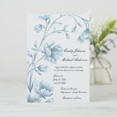 Einladung zur Hochzeit in Blauer Flora (Stehend Vorderseite)