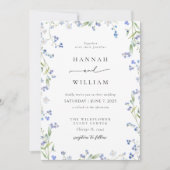 Einladung zur Hochzeit in Blauer Flora (Vorderseite)