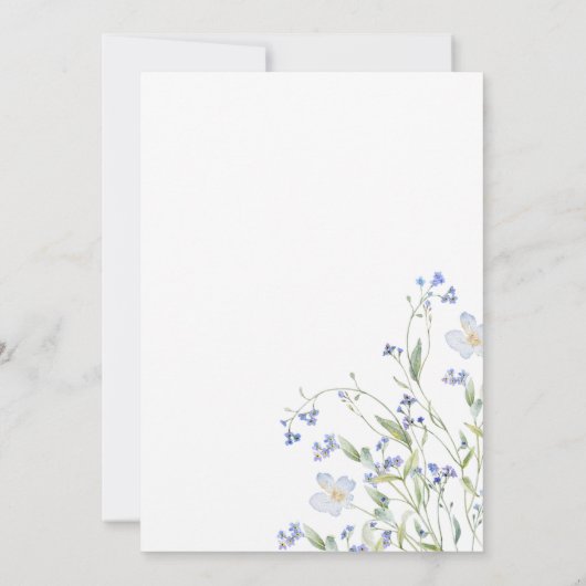 Einladung zur Hochzeit in Blauer Flora (Rückseite)