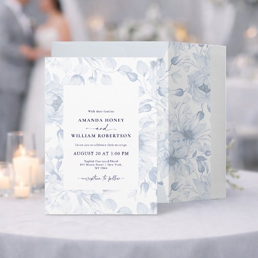 Einladung zur Hochzeit in Blauer Flora