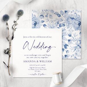 Einladung zur Hochzeit in Blauer Flora
