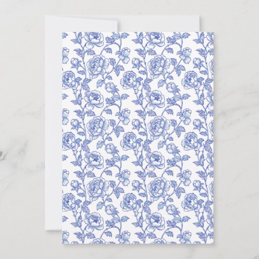 Einladung zur Hochzeit in Blauer Flora (Rückseite)