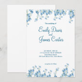 Einladung zur Hochzeit in Blauer Flora (Vorne/Hinten)