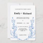 Einladung zur Hochzeit in Blauer Flora | Modernes (Vorderseite)