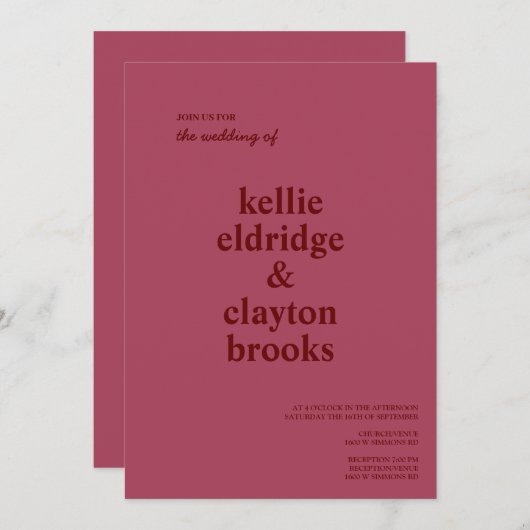 Einladung zur Hochzeit in Burgund (Vorne/Hinten)