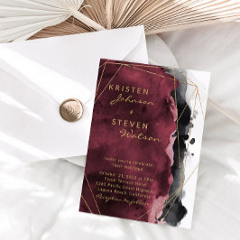 Einladung zur Hochzeit in Burgund Black & Gold
