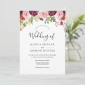 Einladung zur Hochzeit in Burgund Blush & Gold (Stehend Vorderseite)