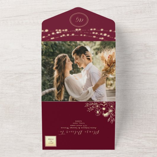 Einladung zur Hochzeit in Burgund Gold (Außenbereich)