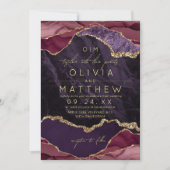 Einladung zur Hochzeit in Burgund, Lila & Gold (Vorderseite)