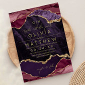 Einladung zur Hochzeit in Burgund, Lila & Gold
