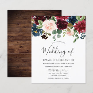 Einladung zur Hochzeit in Burgund Red Blush