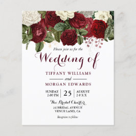 Einladung zur Hochzeit in Burgund Red & White Flor