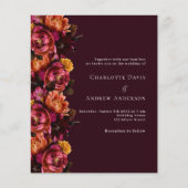 Einladung zur Hochzeit in Burgund-Rosa-Orange (Vorderseite)