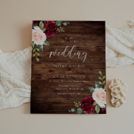 Einladung zur Hochzeit in Burgund Rustic Wood Budg