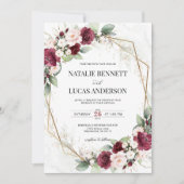 Einladung zur Hochzeit in Burgund und Blush (Vorderseite)