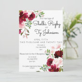 Einladung zur Hochzeit in Burgund und Blush (Stehend Vorderseite)