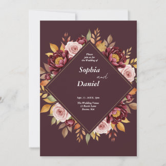 Einladung zur Hochzeit in Burgund und Blush