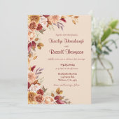 Einladung zur Hochzeit in Burgund und Rosa Fall (Stehend Vorderseite)