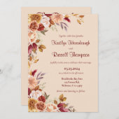 Einladung zur Hochzeit in Burgund und Rosa Fall (Vorne/Hinten)