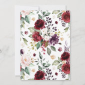 Einladung zur Hochzeit in Burgund und Rosa Rose (Rückseite)