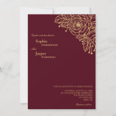 Einladung zur Hochzeit in Burgundy Gold Floral (Vorderseite)
