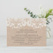 Einladung zur Hochzeit in Burlap & Lace (Stehend Vorderseite)