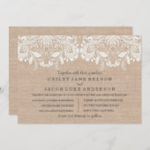 Einladung zur Hochzeit in Burlap & Lace (Vorne/Hinten)