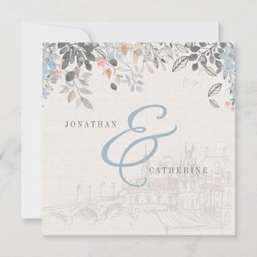 Einladung zur Hochzeit in der alten Welt (Vorderseite)