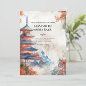 Einladung zur Hochzeit in der japanischen Landscha (Stehend Vorderseite)