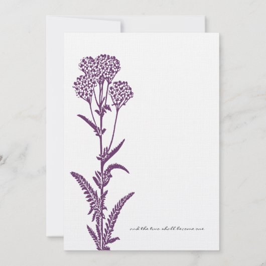 Einladung zur Hochzeit in der lila Blume (Rückseite)