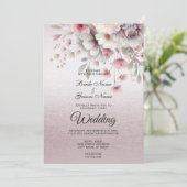 Einladung zur Hochzeit in einem modernen Rosa-Weiß (Stehend Vorderseite)