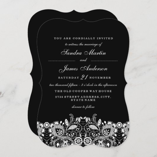 Einladung zur Hochzeit in elegantem Schwarzwald (Vorne/Hinten)