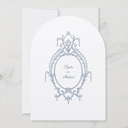 Einladung zur Hochzeit in Französisch-Verziert-Bar (Rückseite)