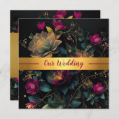 Einladung zur Hochzeit in Fuchsia und Blue Spring (Vorne/Hinten)